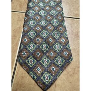 Valentino Cravatte Tie Mens Necktie Silk Italy Geometric Short 54"‎